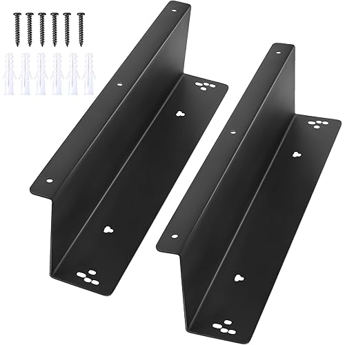 Under Counter Cash Register Mounting Brackets, Under Desk Shelf Support Bracket for 16”Square Cash Drawer、Money Drawer、Cash Till-Black,1 Pair