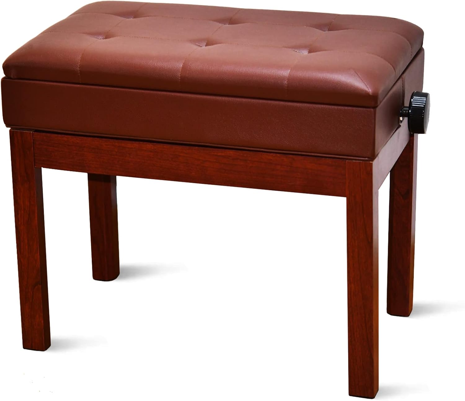 icefree Piano Bench Adjustable with Storage, Brown Piano Bench Cushions Leather & Solid Wood,Music Bench, Piano Stool
