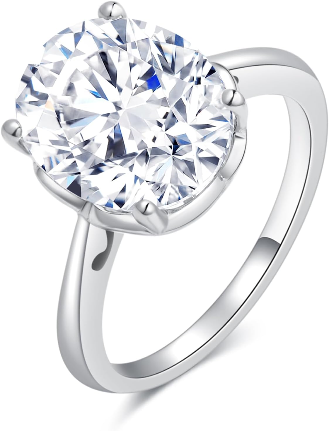 7.5 CT Cubic Zirconia Solitaire Engagement Ring for Women, 925 Sterling Silver & 18K White Gold Plated, Wedding Promise Ring Size 4.5-10