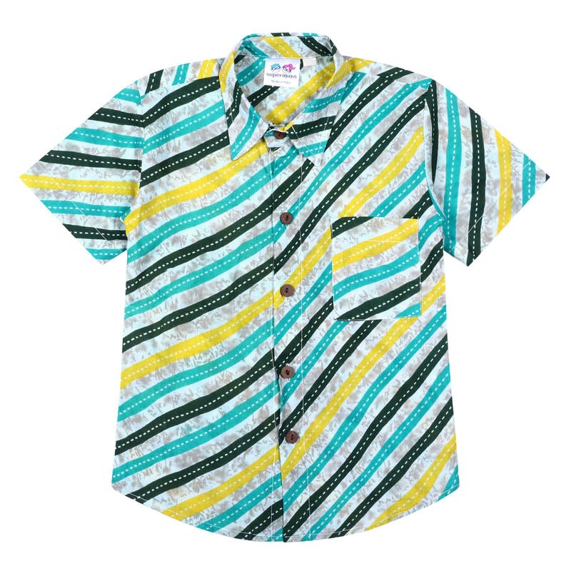 Image of superminis Boy's Cotton Regular Fit, Half Sleeves, Collared Neck, Printed Shirts for Casual Wear