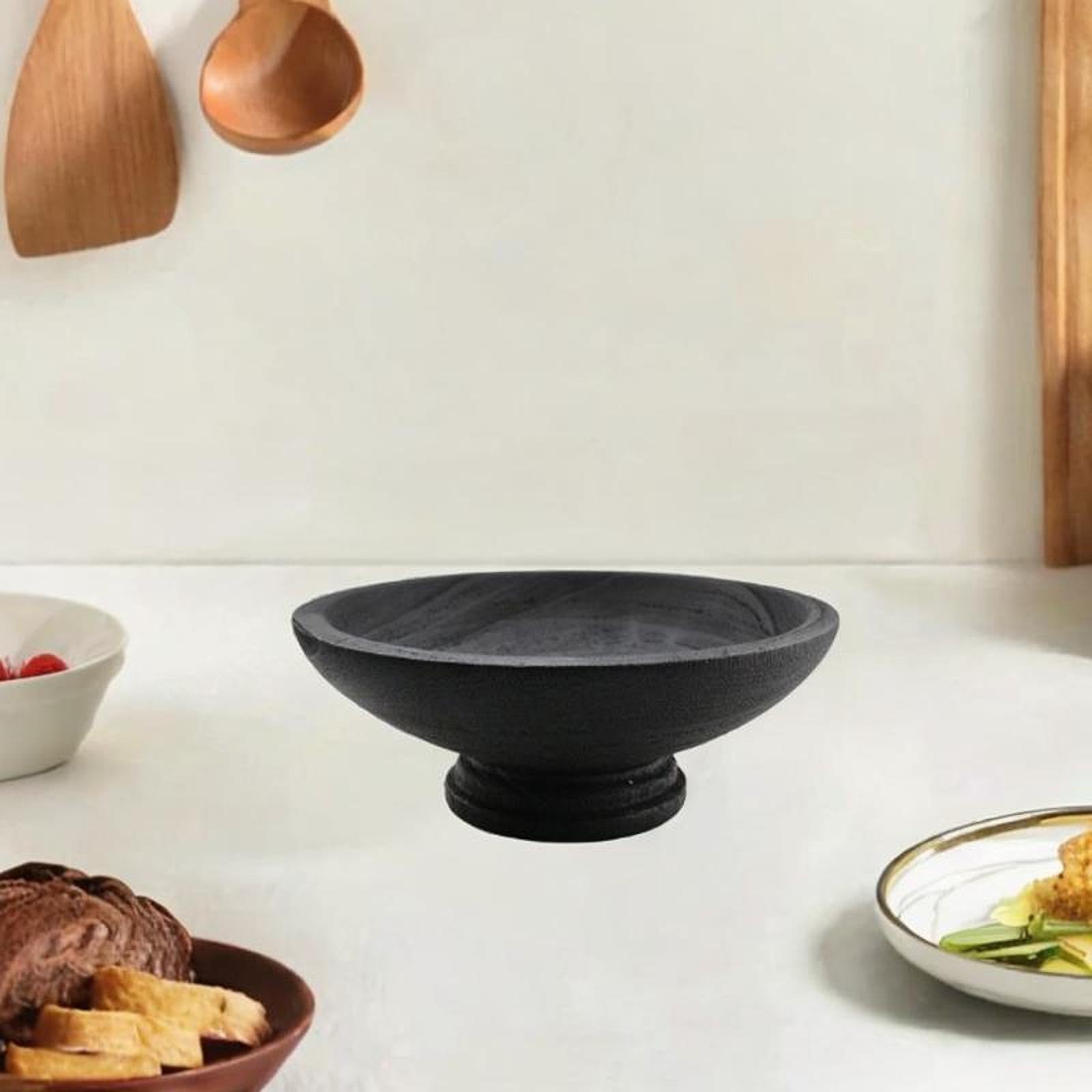 Ciotola in Legno Ciotola Da Portata Vassoio Decorativo Piatto per Dessert Tavola Organizer Realizzata in Materiale Leggero Facile Da Pulire Adatta per, Nero