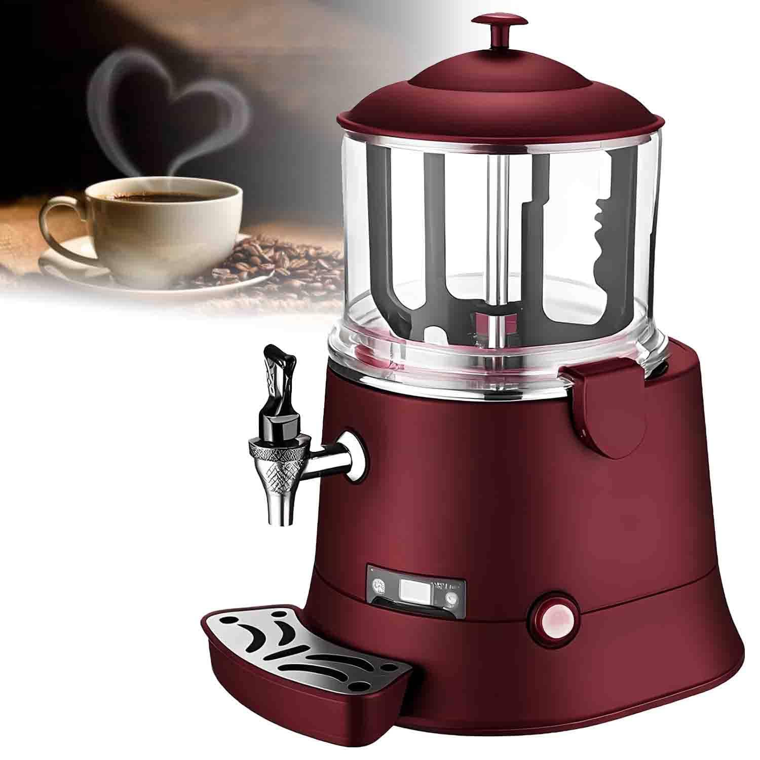 UORDBY Commercial Hot Chocolate Maker Dispenser, 400W Heating Machine, 5L/10L Optional, 30~90℃ Adjustable Temp, Hot Beverage Warmer for Cafe Restaurant Canteen Red-5L