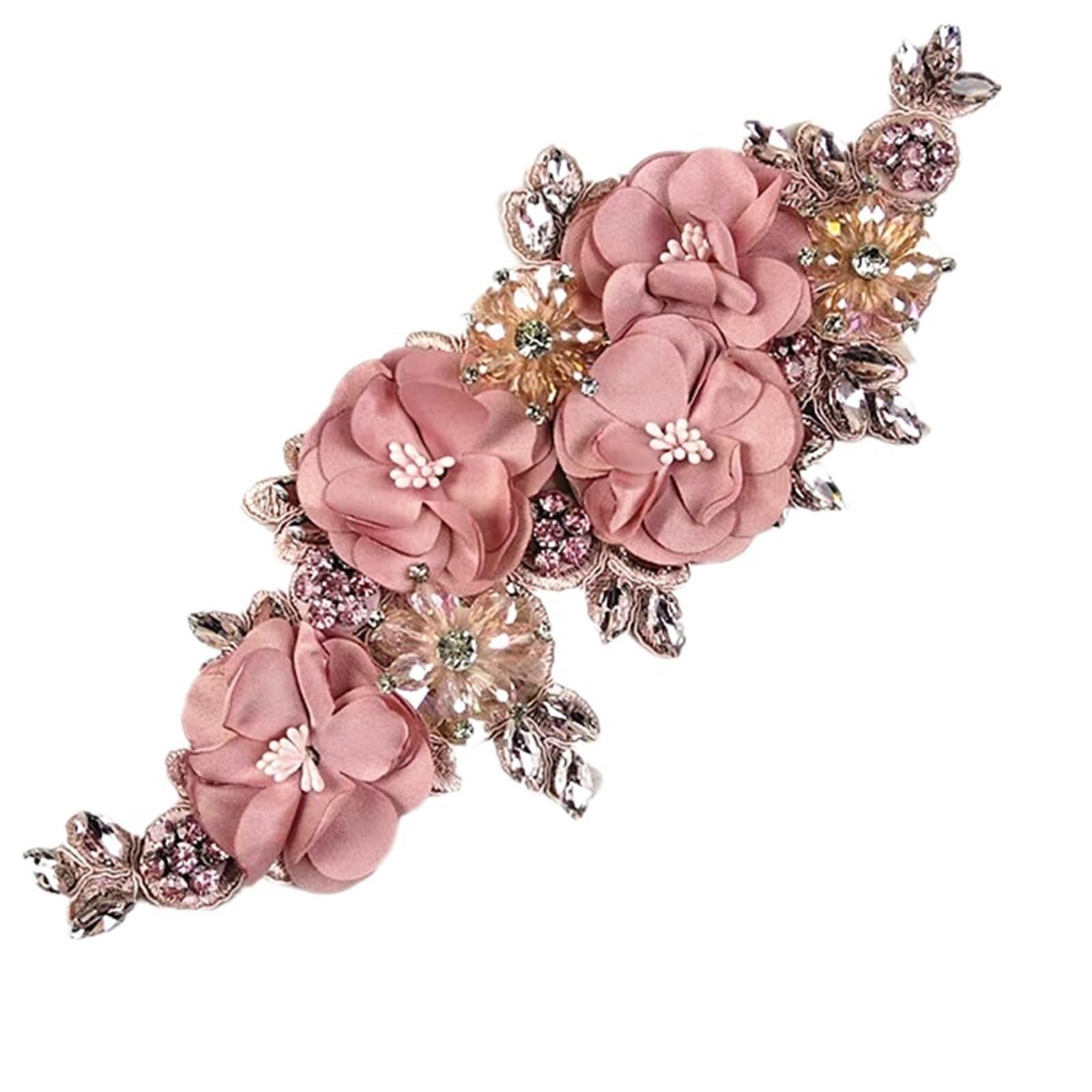Wtaxbh F Iron On Patches 3Pc 27X10.5cm Abric Lower Rhinestones Artificial Cloth Accessories 3D Sewing(F)