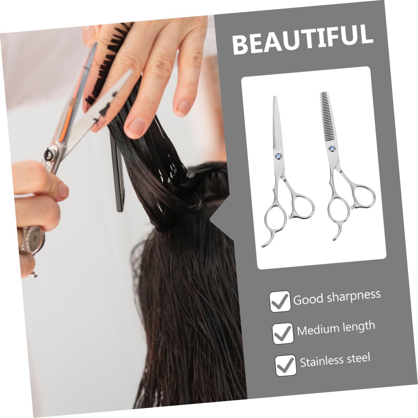 2 pièces Ciseaux Coiffure Gauchers Acier Inoxydable Lot Ciseaux Plats Dents Ergonomiques pour Coupe Précise et Confort