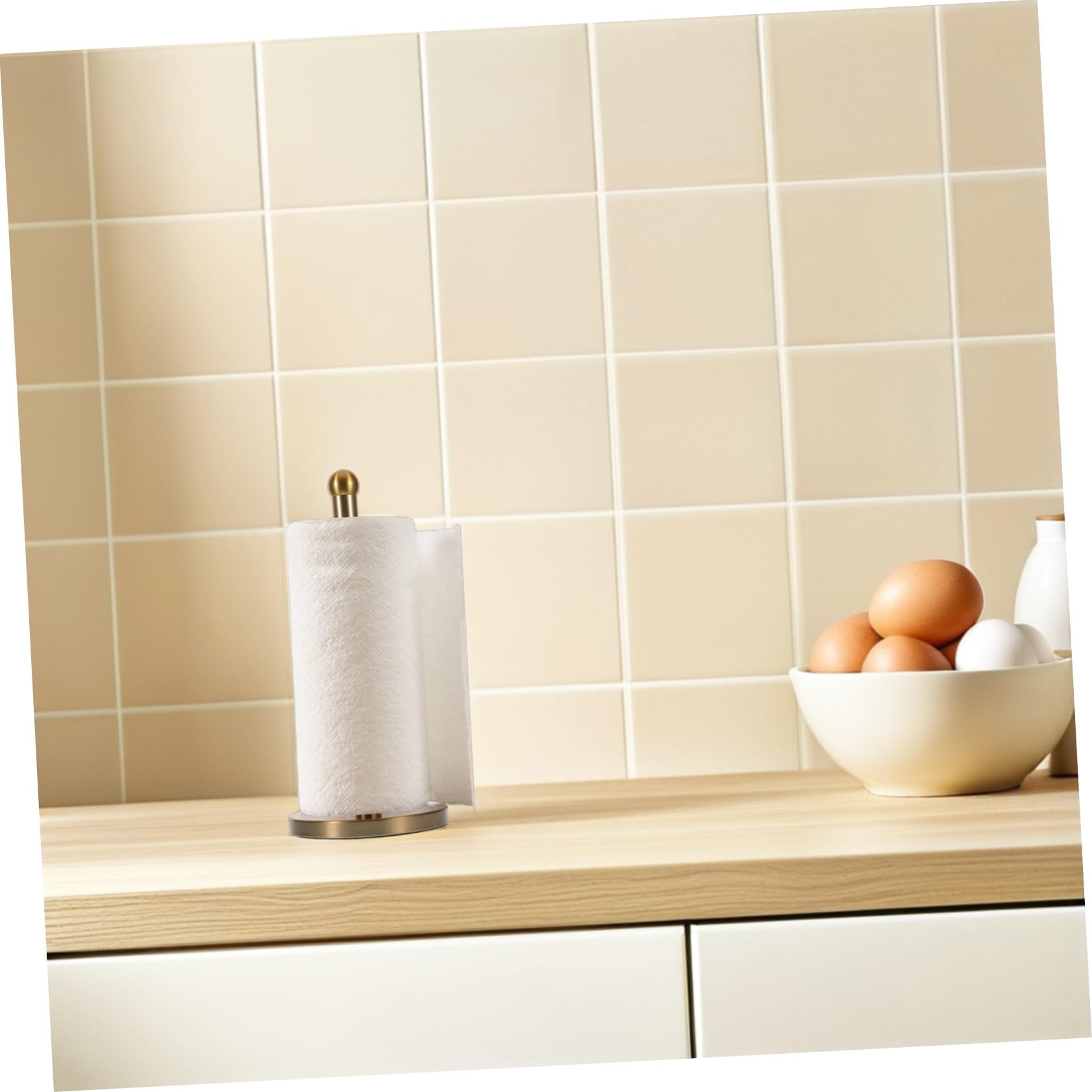 Porta Rotolo Carta da Cucina in Acciaio Inossidabile Dorato Supporto da Tavolo Stabile senza Foratura Compatibile con Standard e Jumbo Compatto per Bagno e Cucina