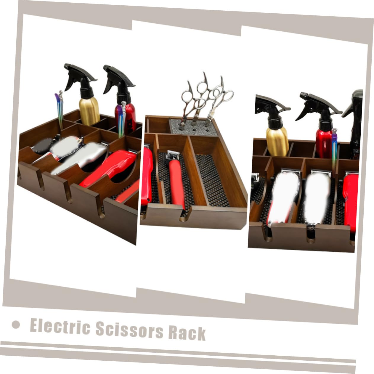 VICASKY Organisateur en Bois Massif et Design à Grille Rationnelle Grosse Capacité Porte-outils Pratique pour Salon de Coiffure pour Ciseaux et Tondeuses Professionnelles
