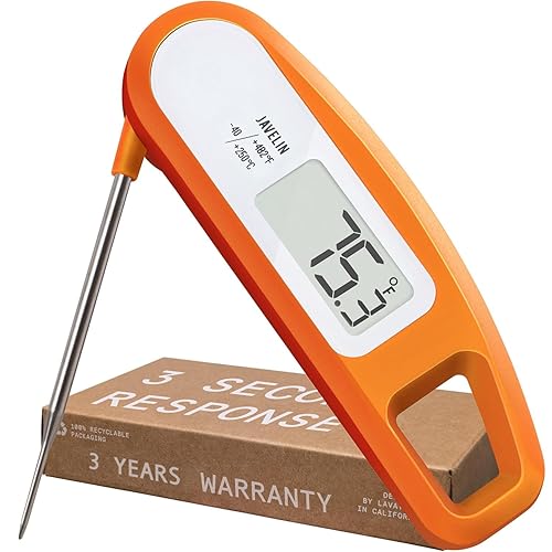 Lavatools Javelin Termómetro digital ultrarrápido de 3 segundos para carne de lectura instantánea para parrilla y cocina, sonda de 2.75 pulgadas,