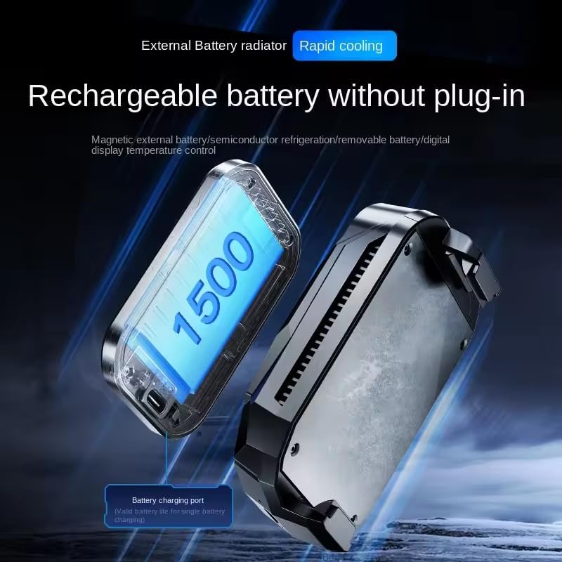 Image of BKN SL14 Semiconductor Mobile Phone Radiator Cooler with Detachable Battery 3rd Gear Adjustable 1500 mah Magnetic Battery with LED Display Fit All Types of Phone & Mobile Gaming, Live Streaming