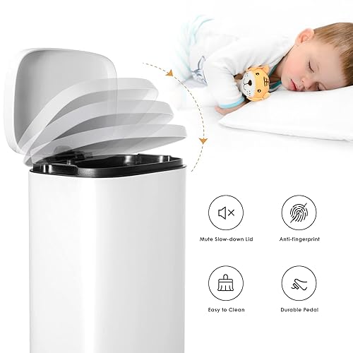 Miniatura 2 de AthLike Cubo de Basura, Cubo de Basura de Cocina de Acero Inoxidable con Pedal, Cubo de Residuos con Pedal con Tapa con Bisagras y Cubo Interior