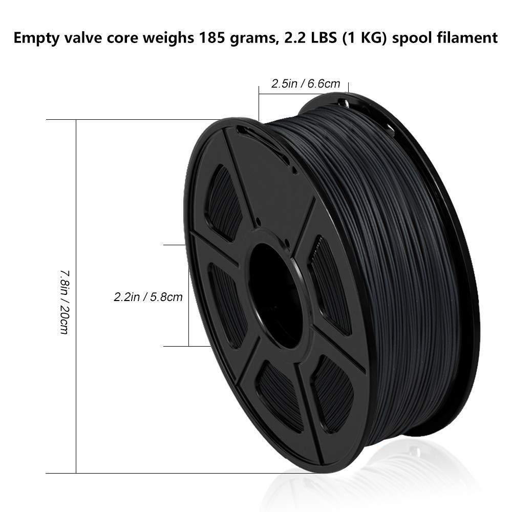 Filament pour imprimante 3D PLA transparent, Filament PLA en fibre de carbone for imprimante 3D, 1,75 mm, 1 kg, noir