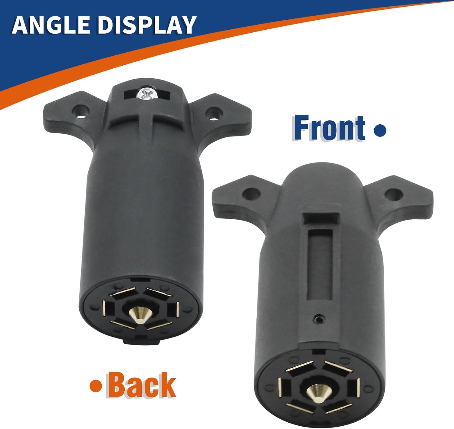 2 Pcs 7 Pin 12V Trailer Plug Connector, 7-Way Male End Trailer Light Wiring Harness Connector, Heavy Duty Round Trailer Towing Plug