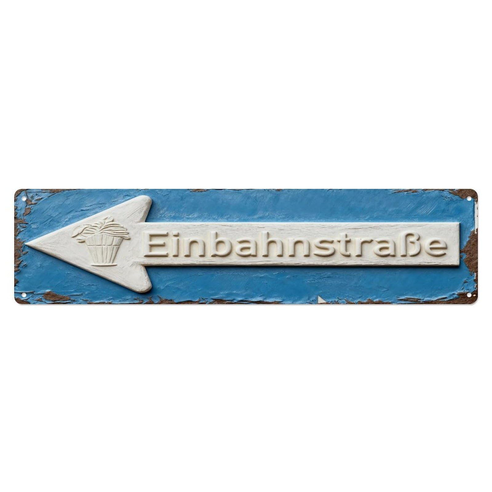 Blue Arrow Sign One Way Street Metal Tin Sign Plaque