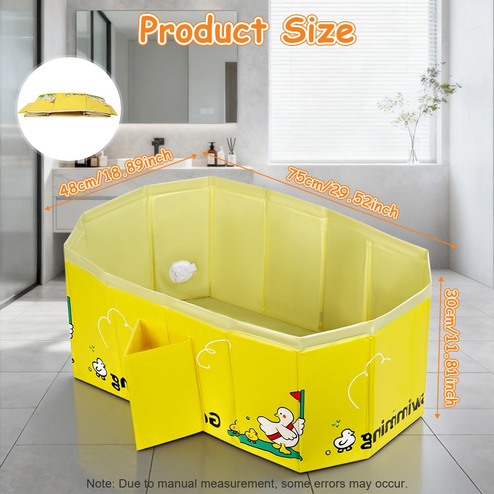 AUYAO Baignoire Pliable Bébé avec Valve Vidange Portable 0-8 Ans