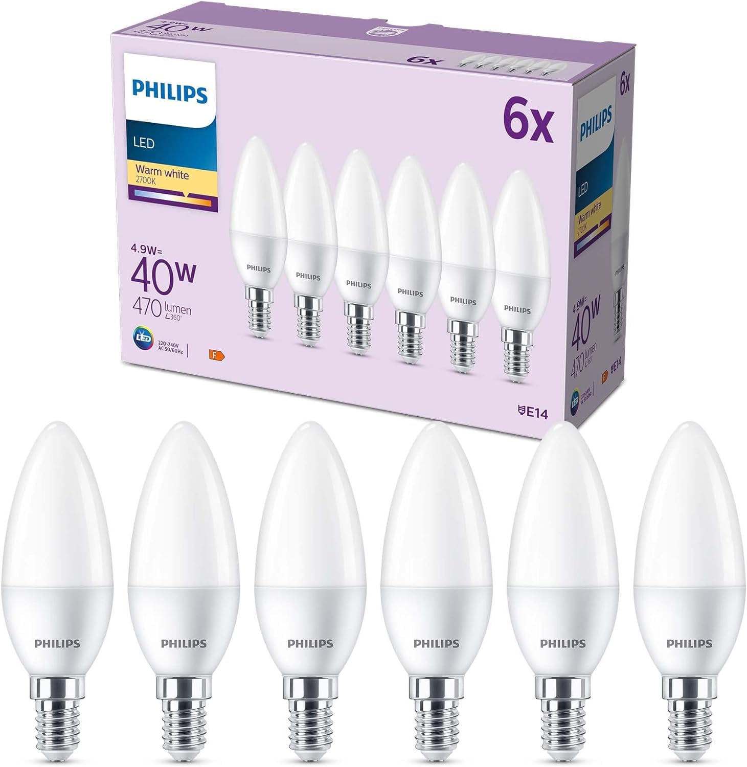 Ampoule flamme E14, 470Lm = 40W, blanc chaud, dimmable, OSRAM | Leroy Merlin