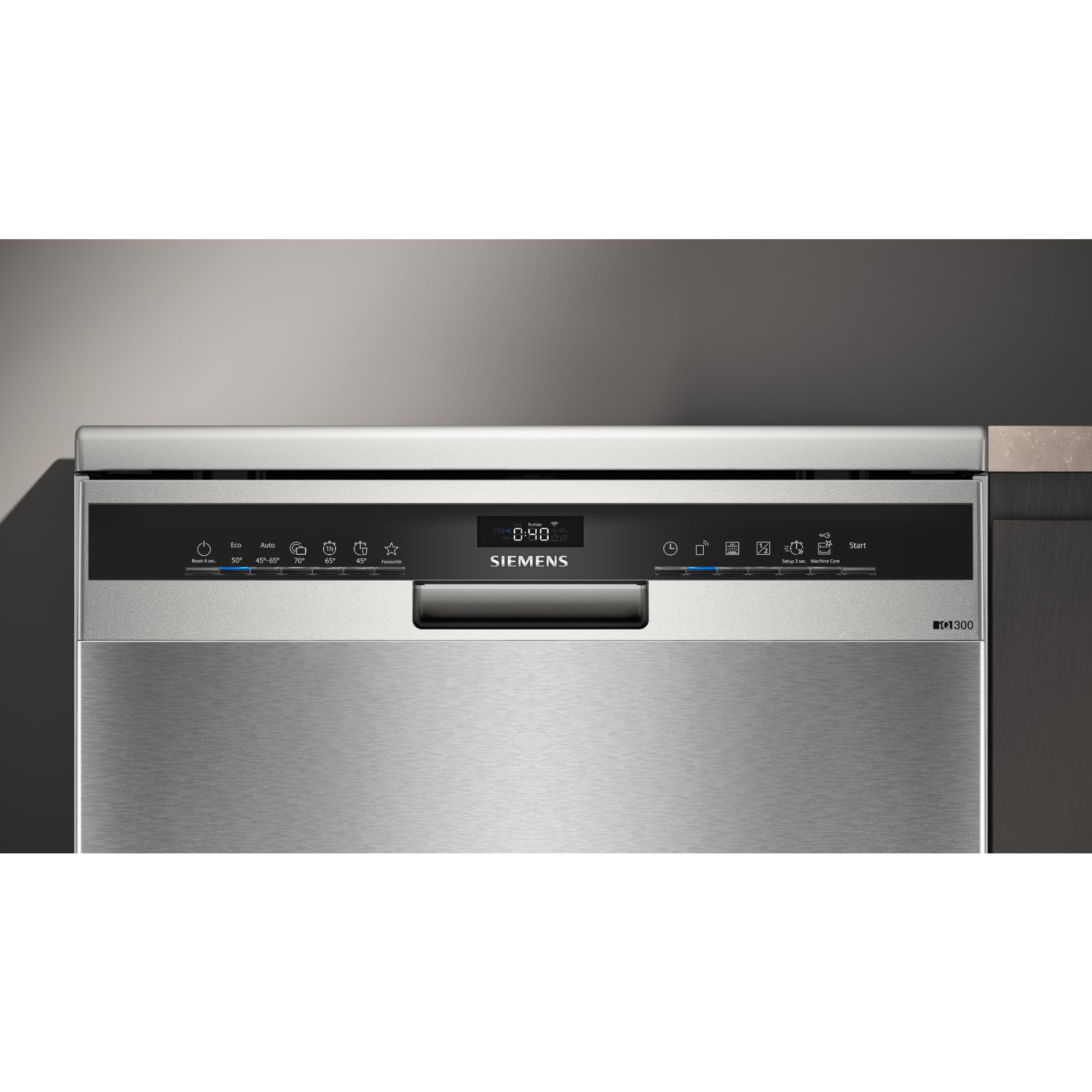 Siemens - Lavavajillas de libre instalación, iQ300, 60 cm, Home Connect, varioSpeed+, autoOpen dry, Acero antihuellas, SN23EI03ME
