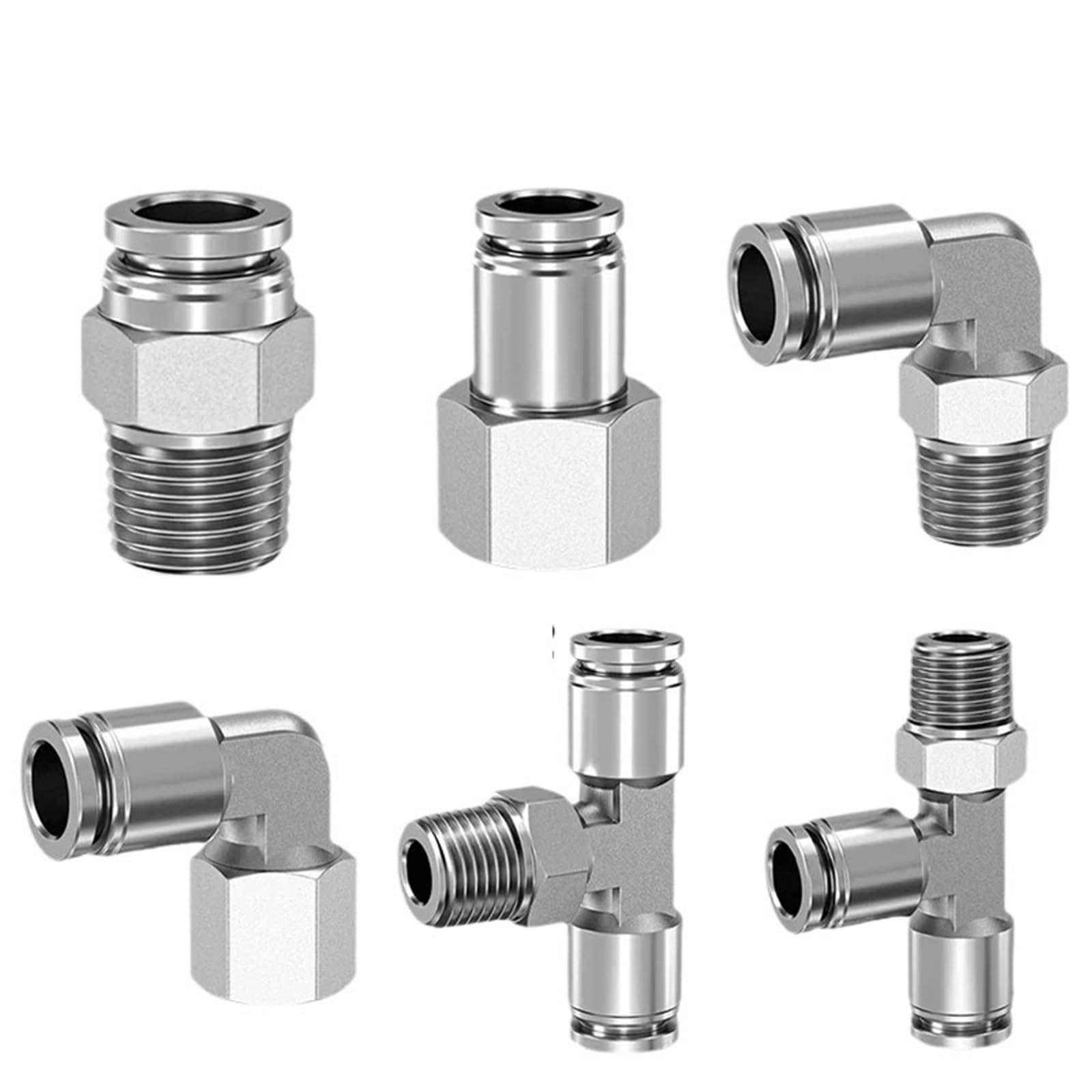 Qlyueui 8-04 (8Mm-1L2) 1Pcs 304 Stainless Steel Pneumatic Hose Fitting Pc Pcf Pl Plf Pb Air Tube Connector 1/8 1/4 3/8 1/2 Bspt Quick Release Pipe Fittings(,Pb)