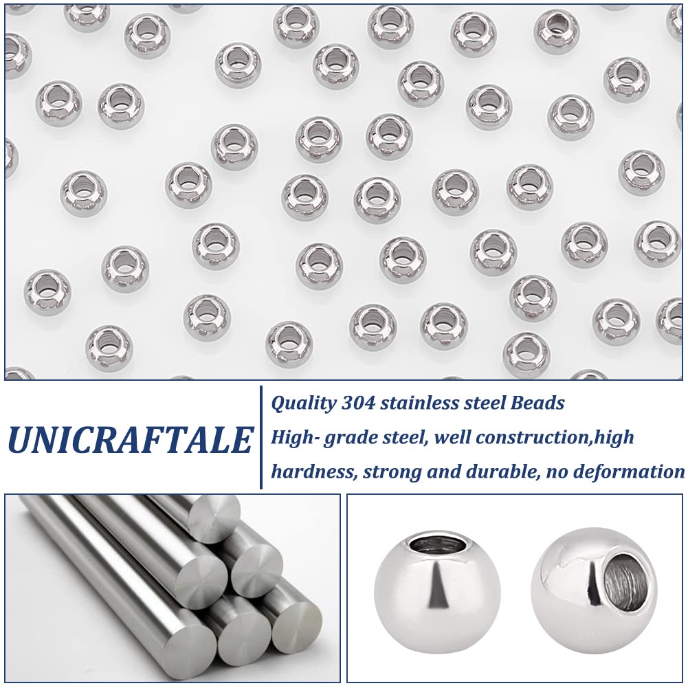 UNICRAFTALE 500 Pcs Perle Lisse Rond D'Entrtoise Rond En Acier Inoxydable 304 Charme En Couleur