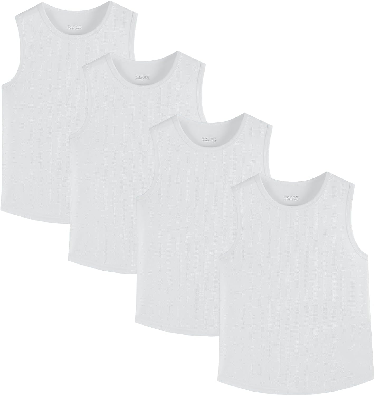 4 Pack Boys/Kids/Teens Quick Dry Tank Tops Mesh Moisture Wicking Athletic Performance Sleeveless Shirts(Age 4-18Y)