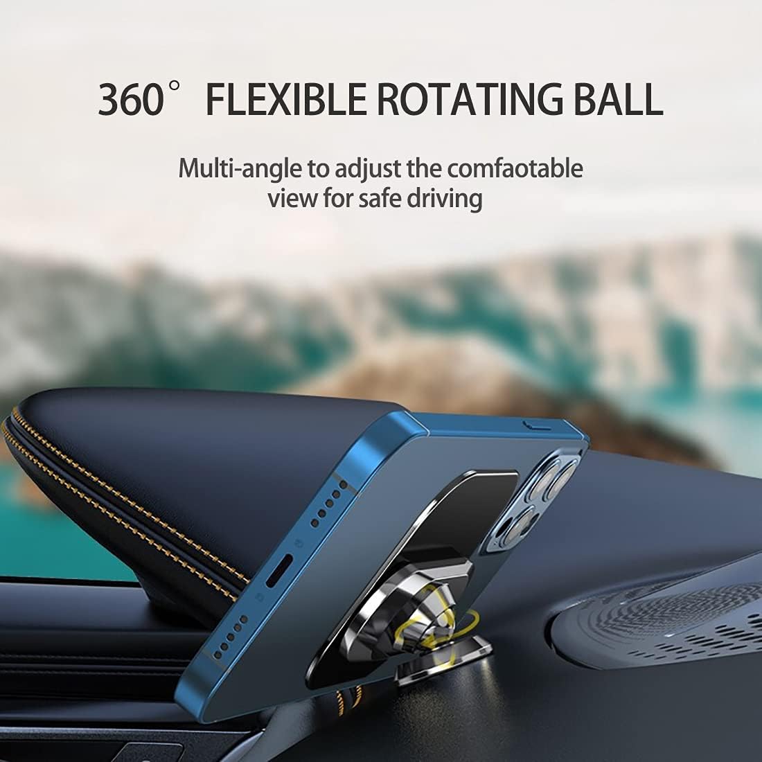 2 Pack Magnetic Phone Mount for Car【Premium Gift Box】 Strong Magnet Car Phone Holder【with 4 Black Metal Plate】 Dashboard 360° Rotation for iPhone 13 12 Pro XR XS Plus Samsung GPS Mini Tablet and More