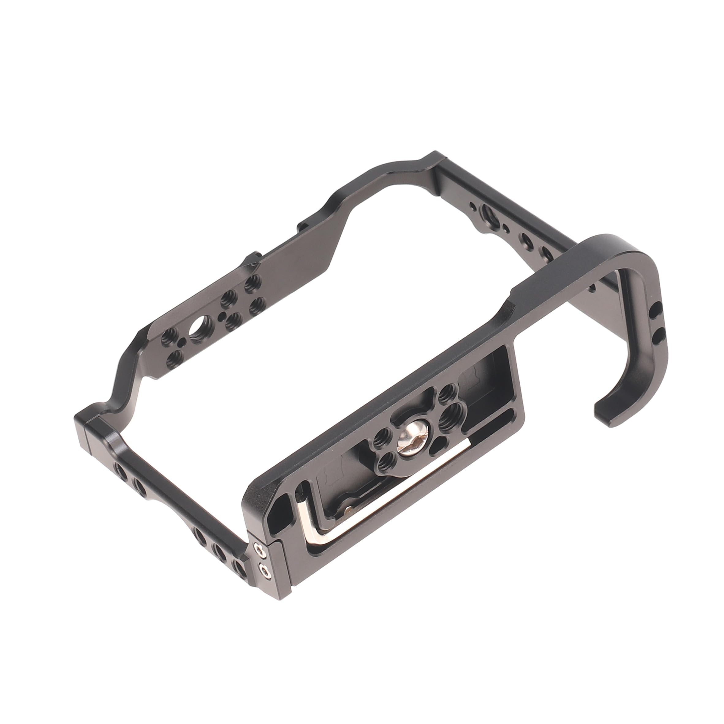 EOS R8 klatka na aparat z górnym uchwytem, Hersmay aluminiowa obudowa do aparatu Canon EOS R8 DLSR Camea Rig stabilizator wideo z zimną stopką, różne otwory lokalizacyjne 1/4",