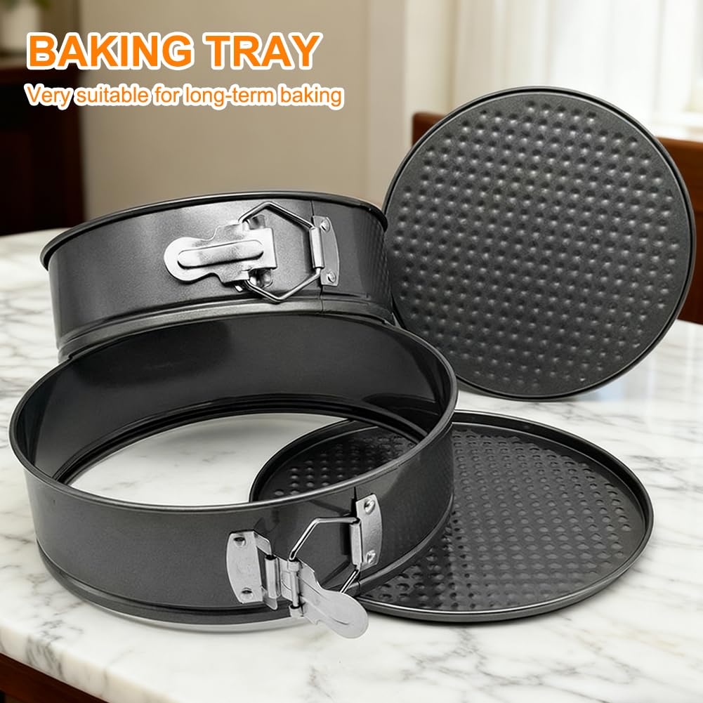 Lot de 3 moules à charnière ronds 24/26/28 cm - Avec revêtement antiadhésif - Pour moule à gâteau, moule à gâteau