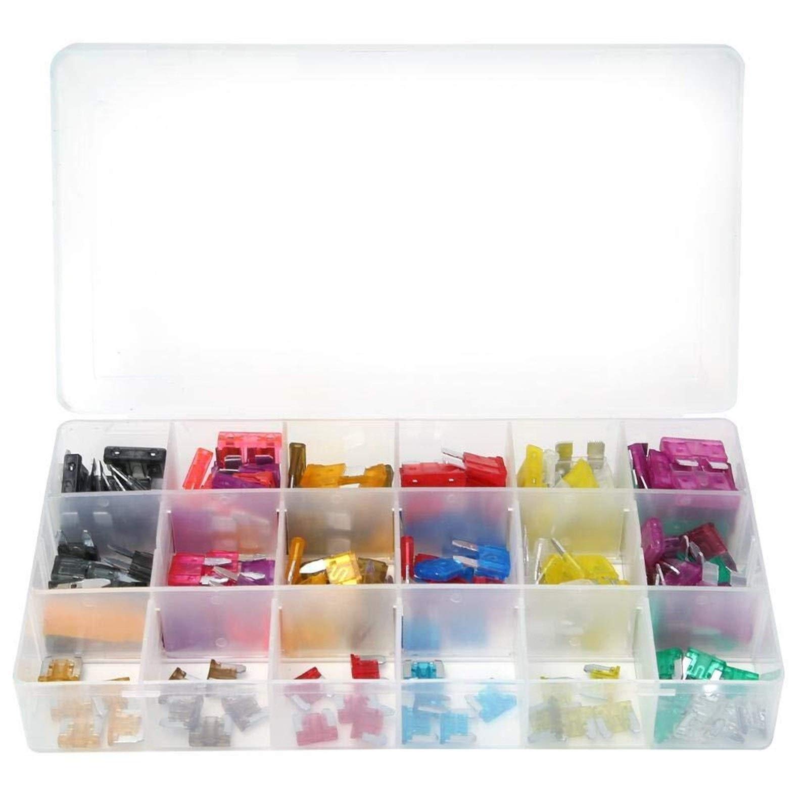 165-teiliges Auto-Sicherungs-Sortiment-Set, Flachsicherungseinsatz, Typ Aluminium, mittelgroß, klein, Mini-Größe, Auto-Sicherungs-Sortiment-Set, Motorrad, LKW, SUV, Kfz-Ersatzsiche