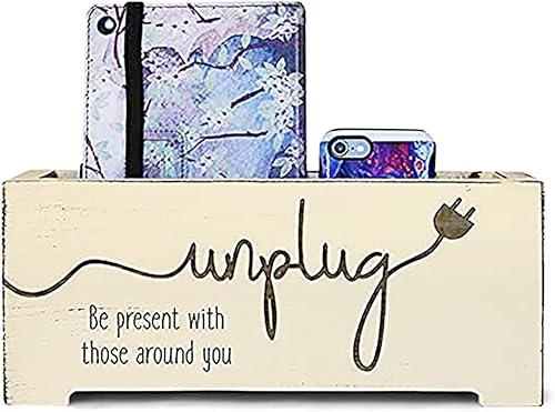 Caja de desenchufe envejecida color crema de alta calidad, soporte para teléfono celular familiar con puerto de carga opcional