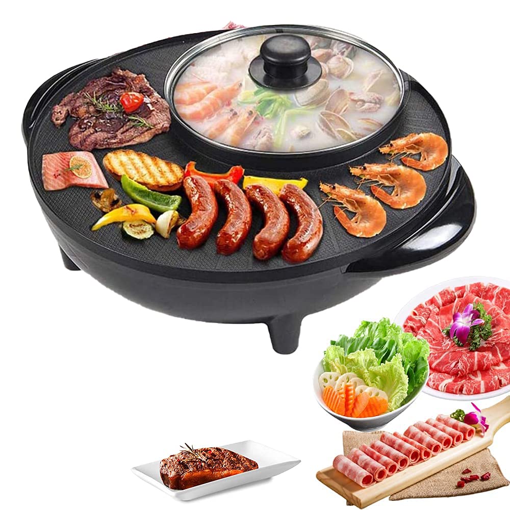 Buy GGEROU 3 in 1 Electric BBQ Grill Hot Pot Shabu Shabu Hot Pot,220V/1500W,Smokeless,Non Stick