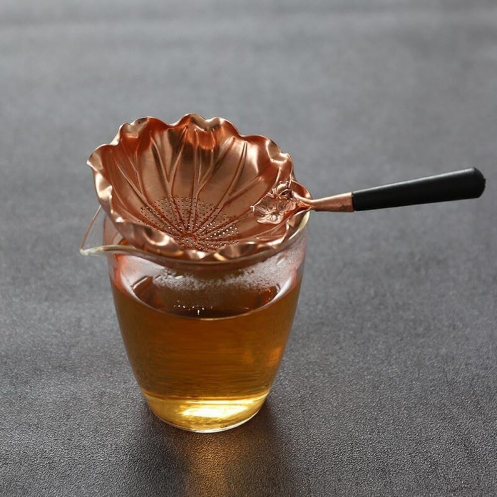 1 colador de té de Cobre con tradición China, Juego de Accesorios para filtros de té