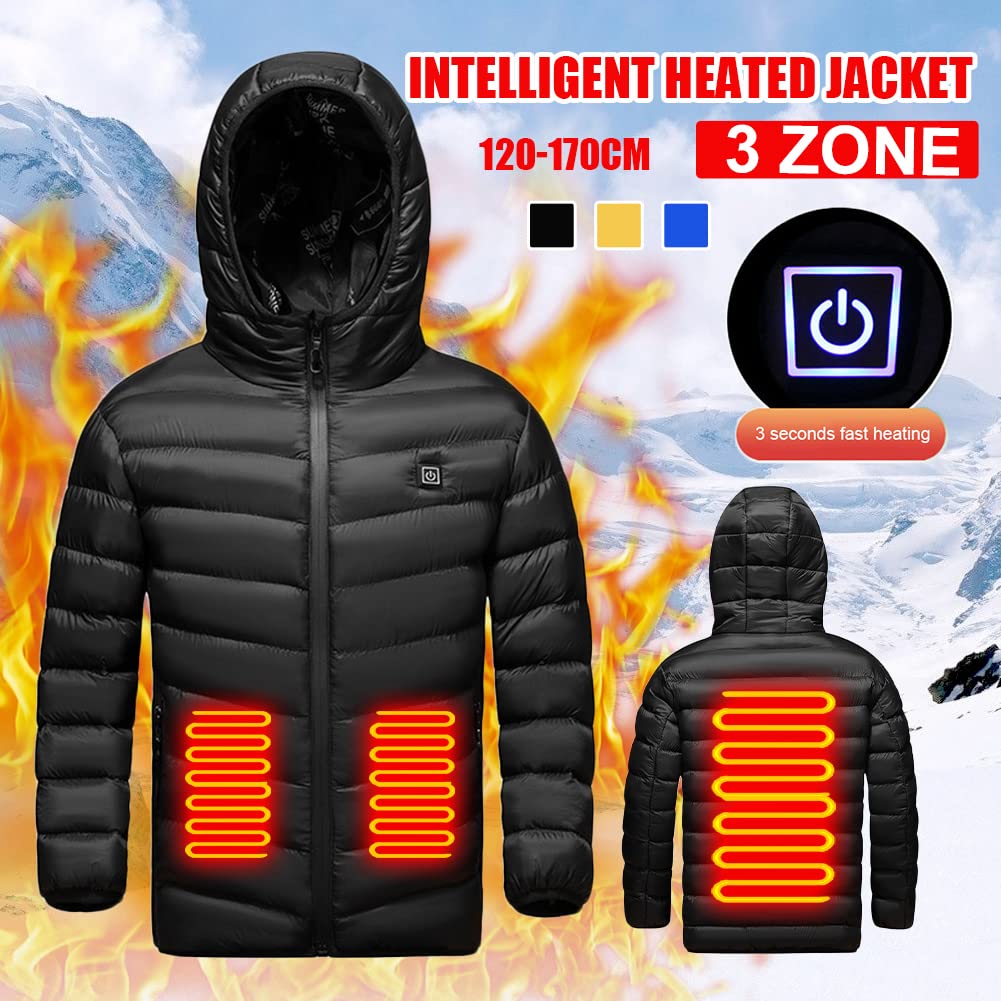 scosao Beheizte Jacke Kinder, Junge Mädchen Daunenjacke Hoodies USB Wiederaufladbar Beheizbare Kleidung Winter Wärmer Bekleidung füR Outdoor Camping Wanderung