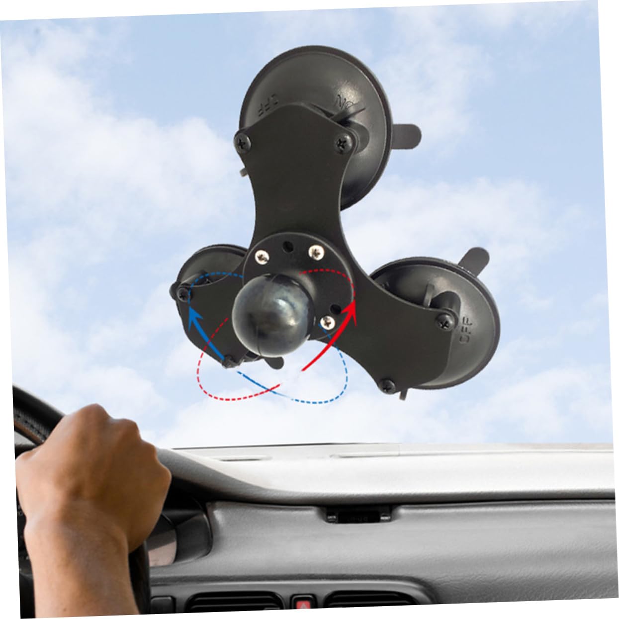 NUOBESTY Accesorios De Cabezal Esférico Soporte De Triple Ventosa Soporte De Ventosa para Montaje De Succión Parabrisas Compatible Dispositivos Coche