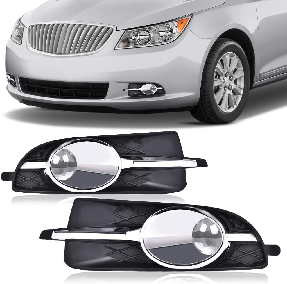 PIT66 Front Bumper Fog Light Lamps & Cover Trim Compatible with Buick LaCrosse 2010-2013 RW1345