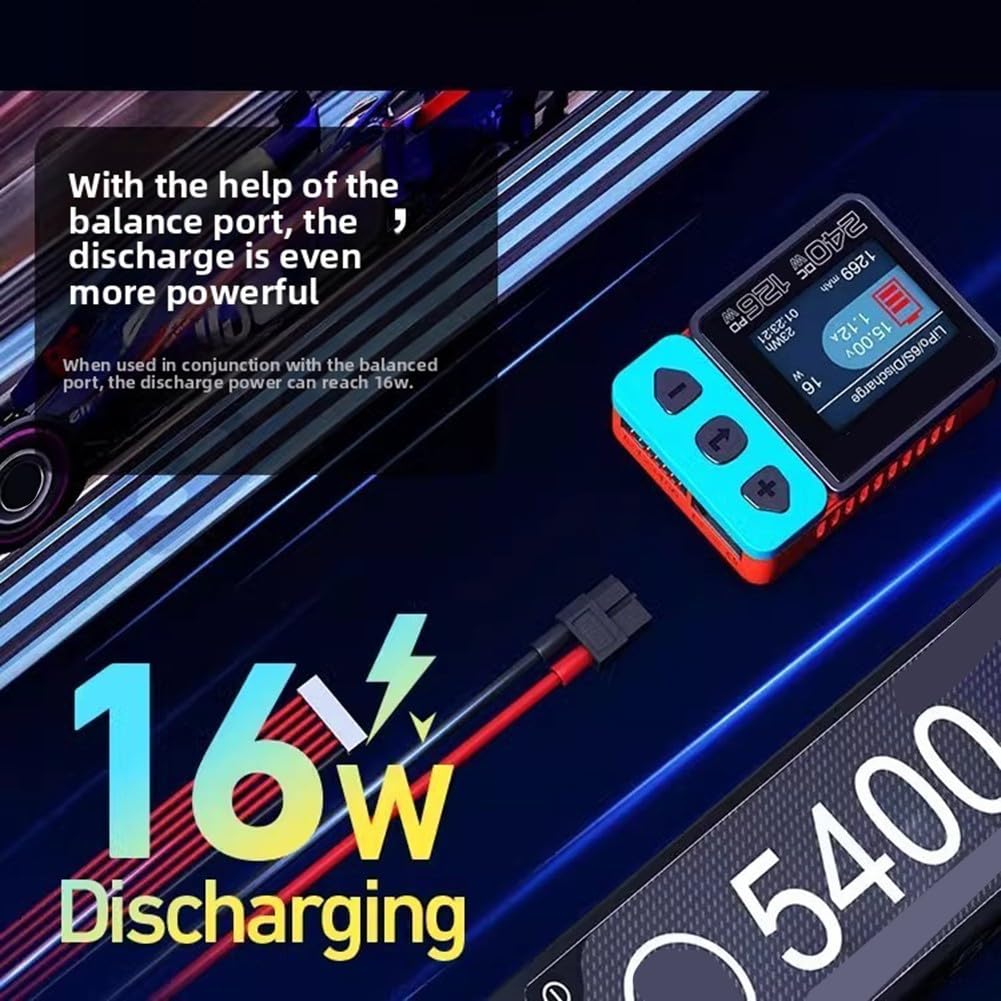 B6neo+ Smart Balance per caricabatterie DC 240 W PD 126 W per LiPo/LiFePO4/NiMH 1S-6S per batteria con xt60 e USB-C, ventola silenziosa 48 dB, ideale per droni, modelli RC e campeggio