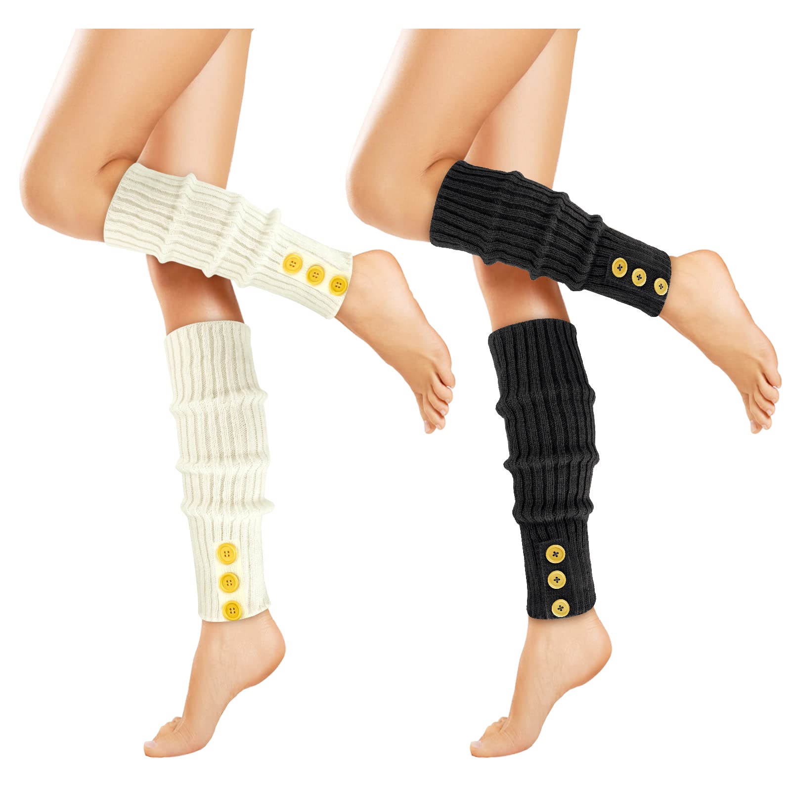 Hicdaw 2-4 Pairs Lolita Leg Warmers Short Ankle Warmers Gothic Knitted Boot Socks Covers Boot Toppers