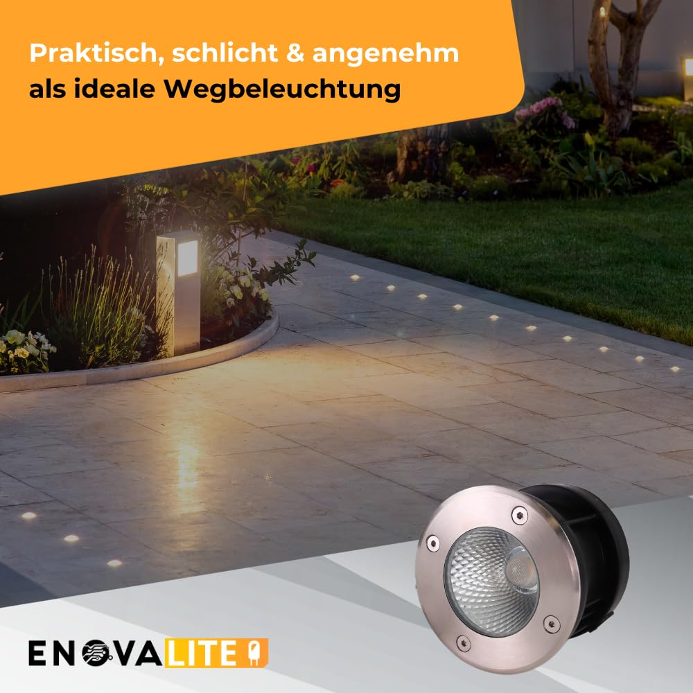 6er Set LED Bodeneinbaustrahler 7W 490lm 3000K Warmweiß - Ø 100x80mm - IP67 - Edelstahl und Aluminium - befahrbar bis 2t - 230V Bodeneinbauleuchte Außenleuchte Bodenspot