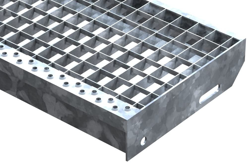Fenau | Grigliati Gradini/Gradino (R12) XSL - Dimensioni: 800 x 270 mm - MW: 30/30 mm, zincato a caldo, Gradino in acciaio a norma DIN, Scale di fuga adatte, Effetto antiscivolo