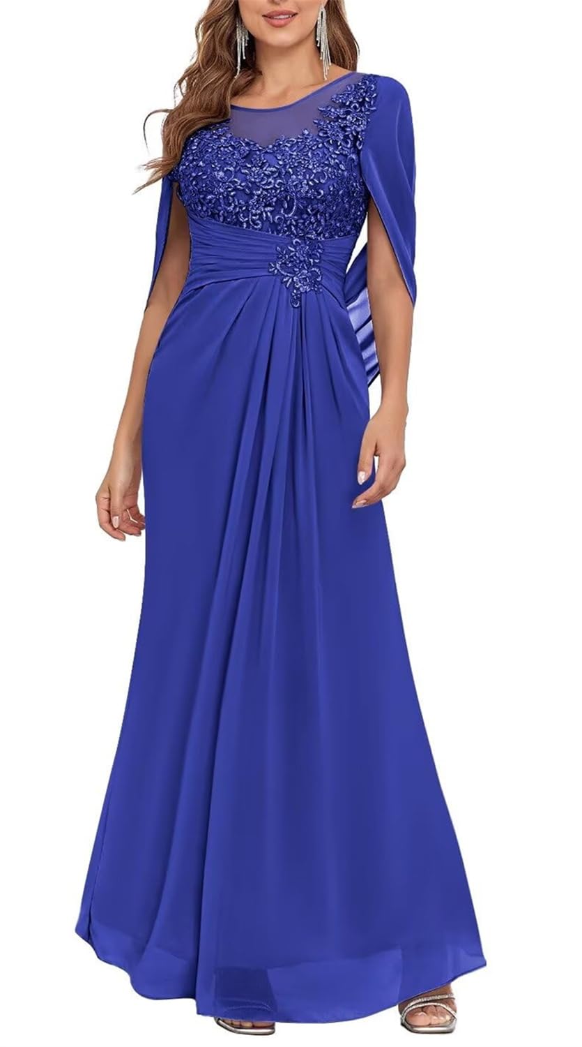 YIANN Lace Royal Blue Mother of The Bride Dresses for Women 2024 Wedding Guest Sheath Formal Evening Gown UK14