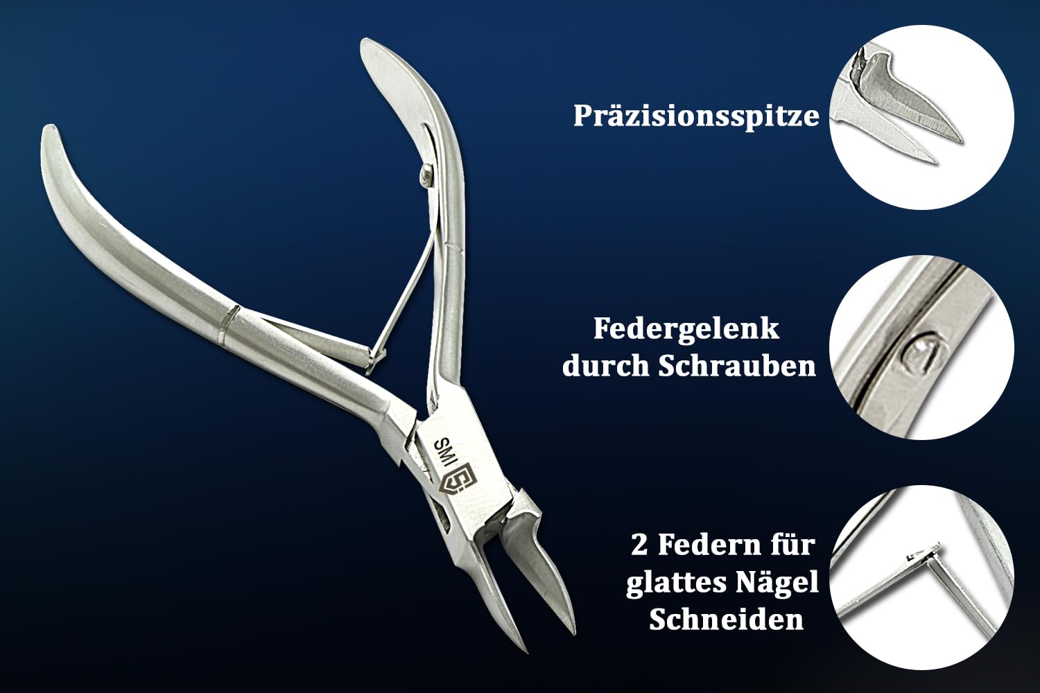 SMI 12.7 cm Tagliaunghie di precisione per Unghie Tronchesino Unghie Manicure Pedicure Unghie Spesse Incarnite Acciaio Inox