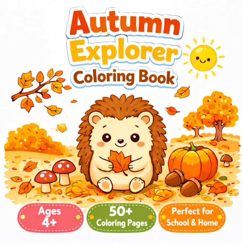 Autumn Explorer Coloring Book for Kids Ages 4+ (Explorer Coloring Book Series): 50+ Easy Coloring Pages with Kites, Pumpkins, Leaves & Fall ... (Explorer Seasons Coloring Books for Kids)