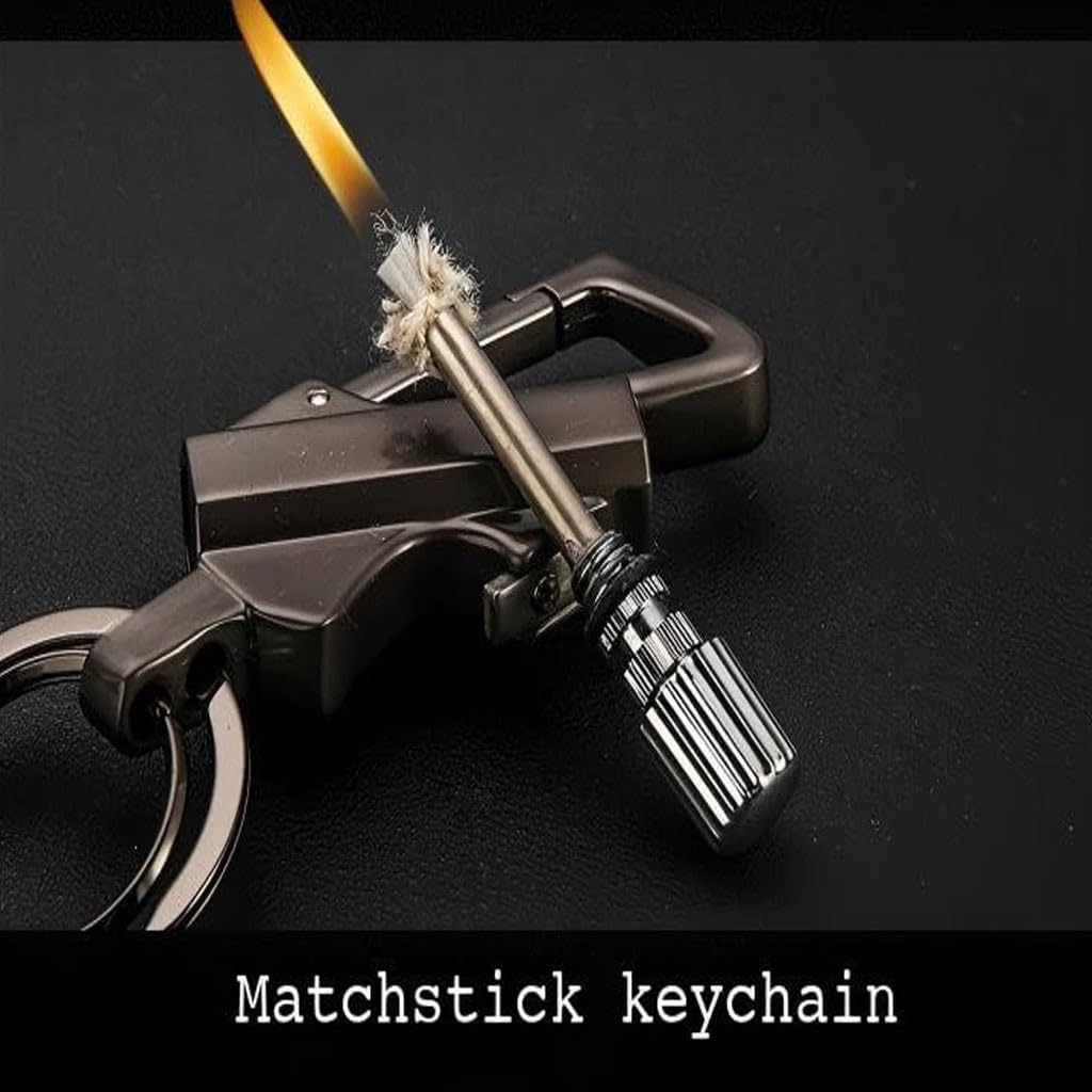 Multifunctional Kerosene Keychain Lighter, Reusable, Waterproof, Bottle Opener, Suitable for Outdoor Camping, Hiking(2pack a)