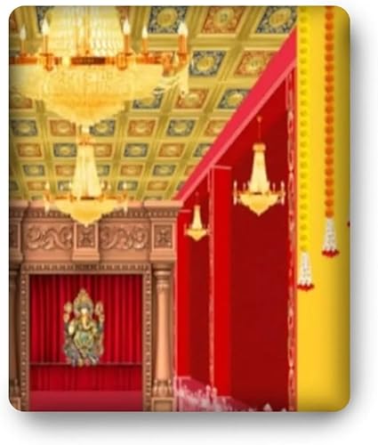 Miniatura 7 de Ganesha - Telón de fondo de tela tradicional india de 5 x 8 pies, pancarta de Pooja, arte de pared indio, decoración de fotos, decoración de Diwali,