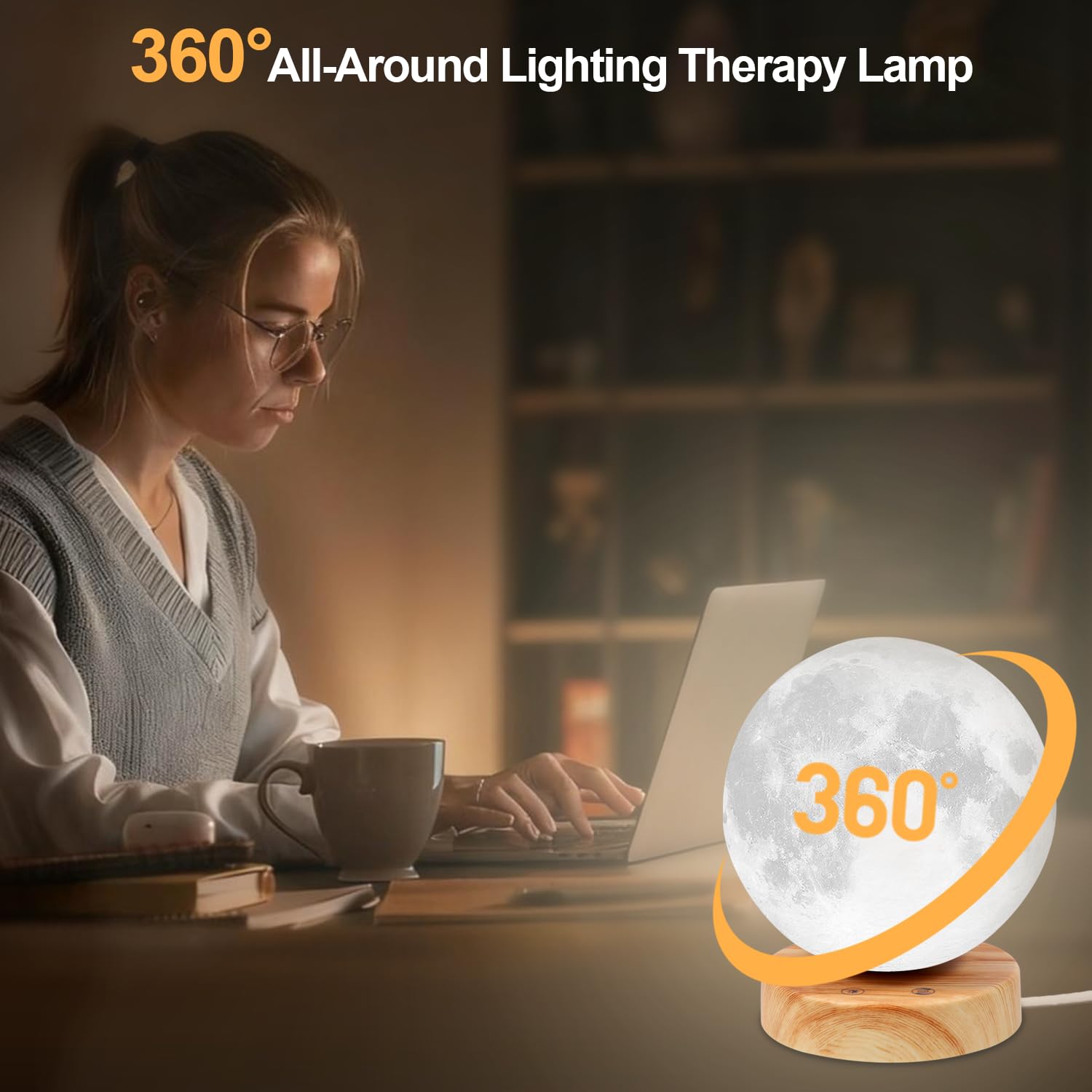 Lampe de luminothérapie – Lampe solaire à spectre complet de 10 000 lux, 3 températures de couleur et lumière rouge 670 nm, contrôle tactile/télécommande, gradation continue, chargement de