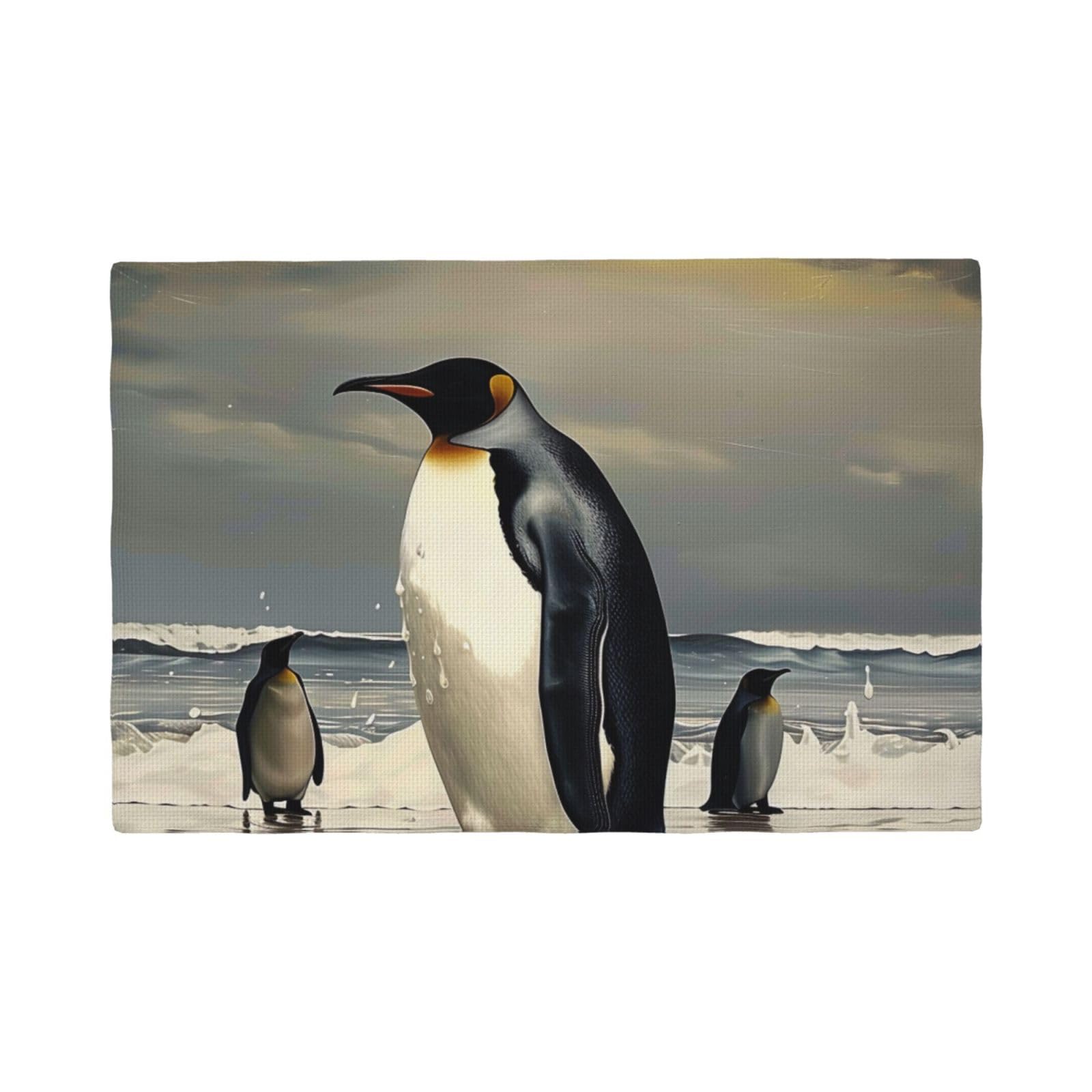 Penguin Print Placemats Set, Heat Resistant Washable Placemat 12x18in Table Mats for Party Kitchen Dining Table Decoration Indoor Outdoor, Four Pieces