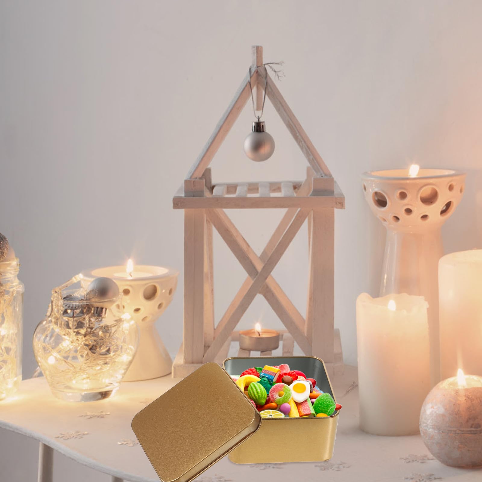 Set da 10 Barattoli da Tè e Caramelle in Latta con Coperchio Ermetico, Contenitori Portaoggetti e Scatole per Biscotti in Metallo Resistenti per Cucina e Casa, Confezione Media