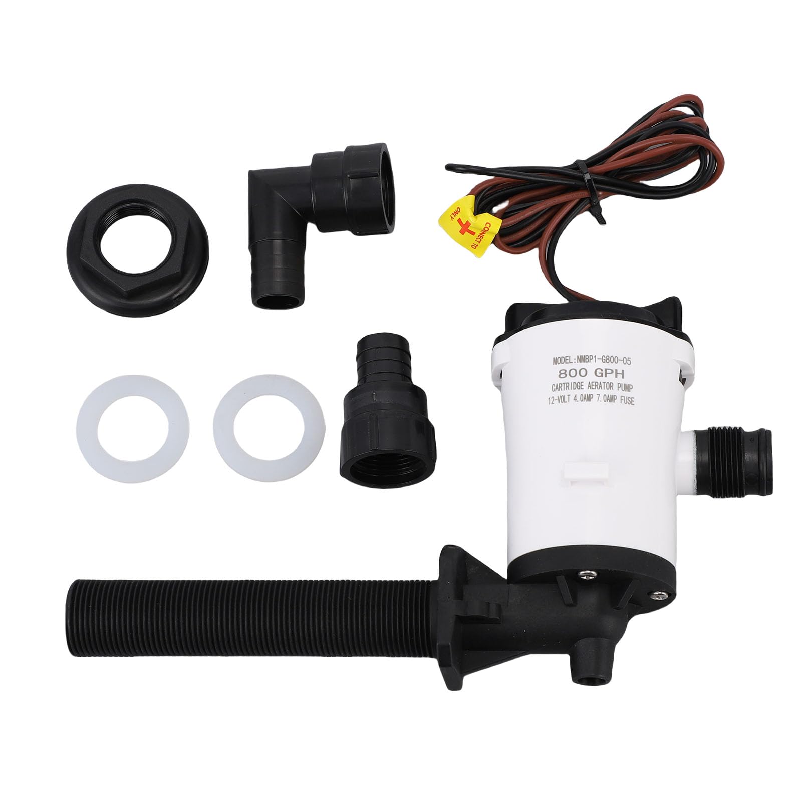 Jiawu Pompa per Pozzo del Vivo 800GPH Aeratore Sommergibile per Serbatoio Esca 12V, Pompa di Sentina per Barca Marina in ABS Ad Alto Flusso con Protezione Accensione