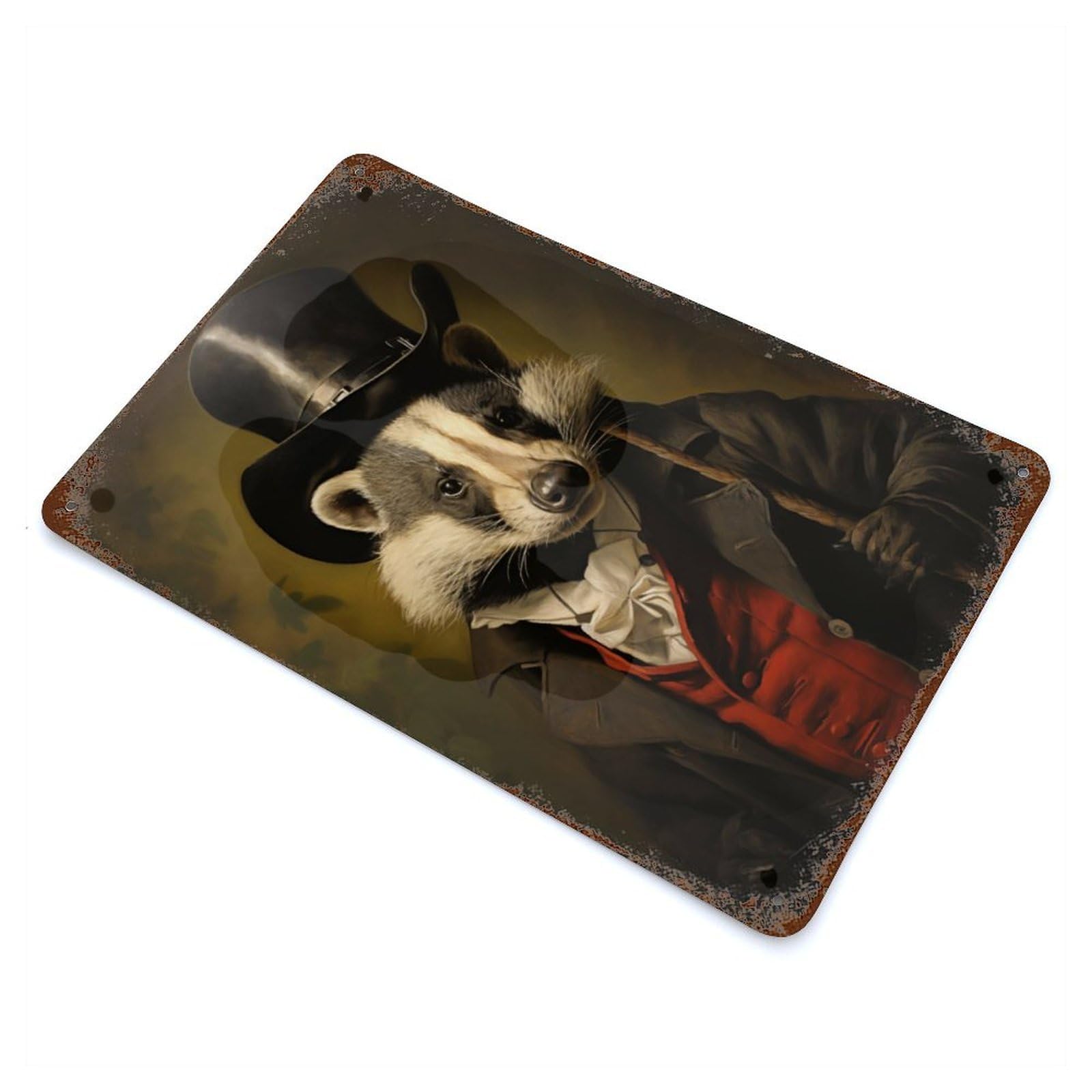 Badger in Suit Decorative Tin Sign 11.8"x7.9", Ideal for Cafe, Home Bar And Lounge Decor