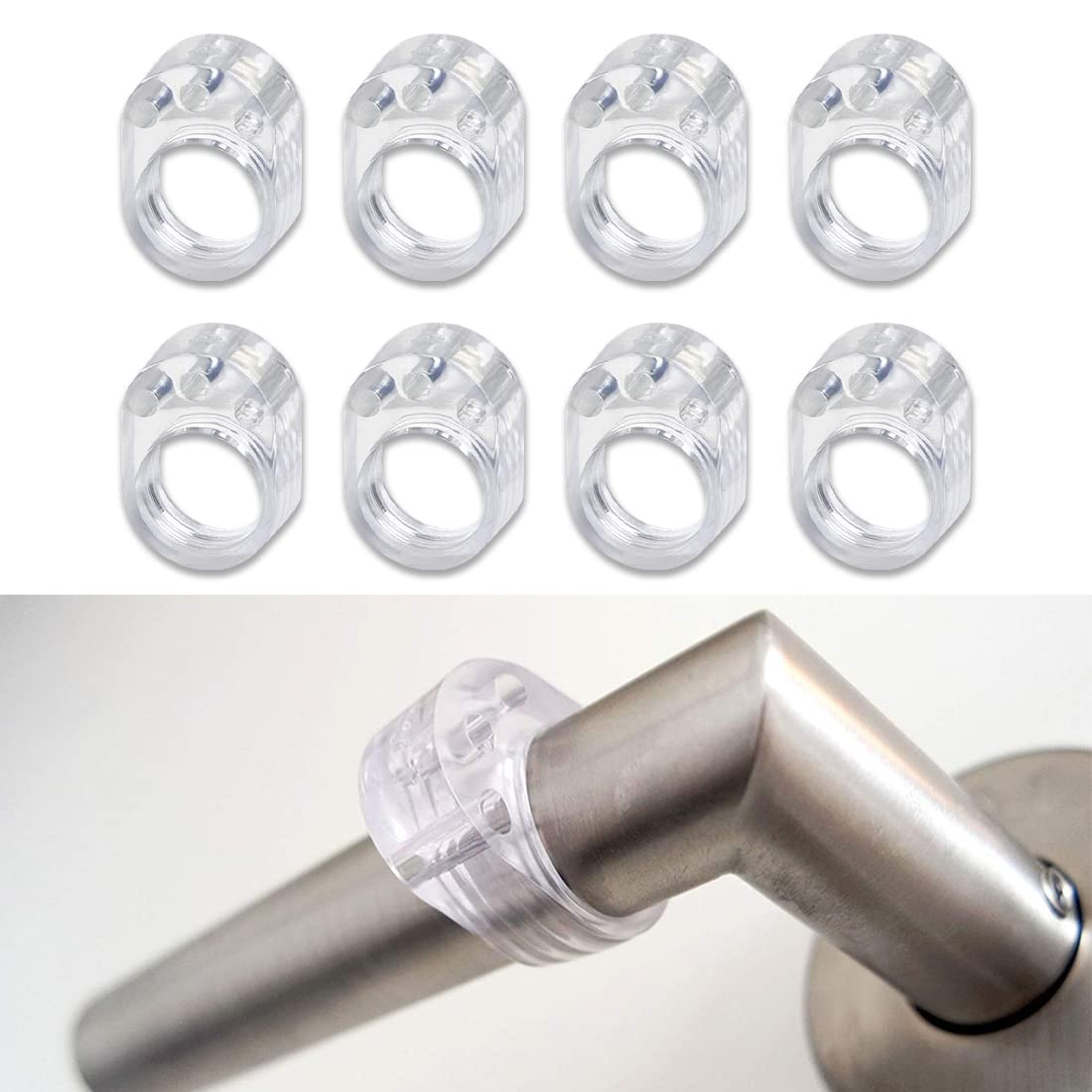 8 Tappi Protettivi Trasparenti Per Maniglie Porta - PVC Antiscivolo, Paraurti Per Pareti E Mobili - Foto 2