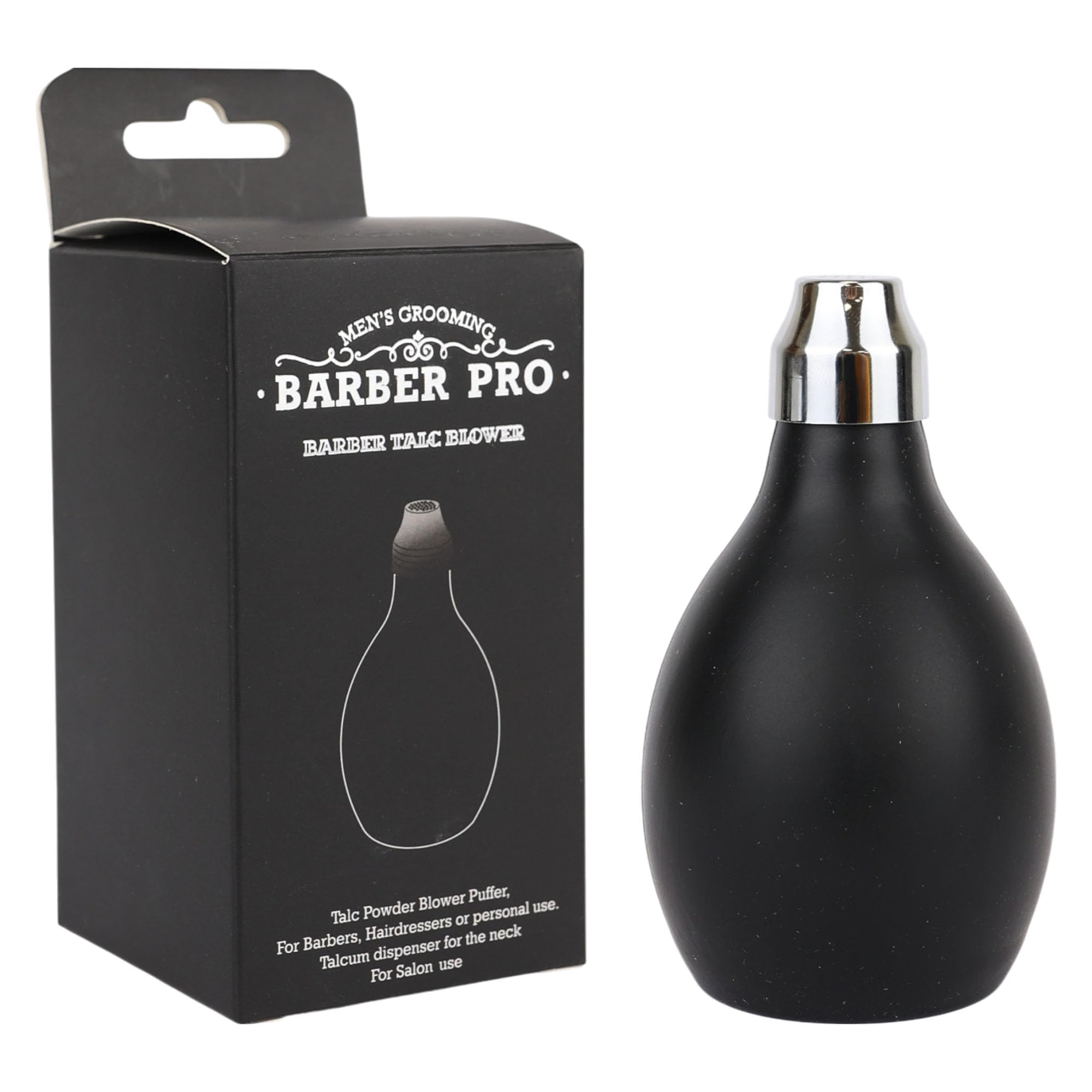 Eson Barber Powder Spray Bottle, Talc Powder Blower Puffer, Refillable Portable Silicone, Powder Container for Hair Salon or Home Use (Black)