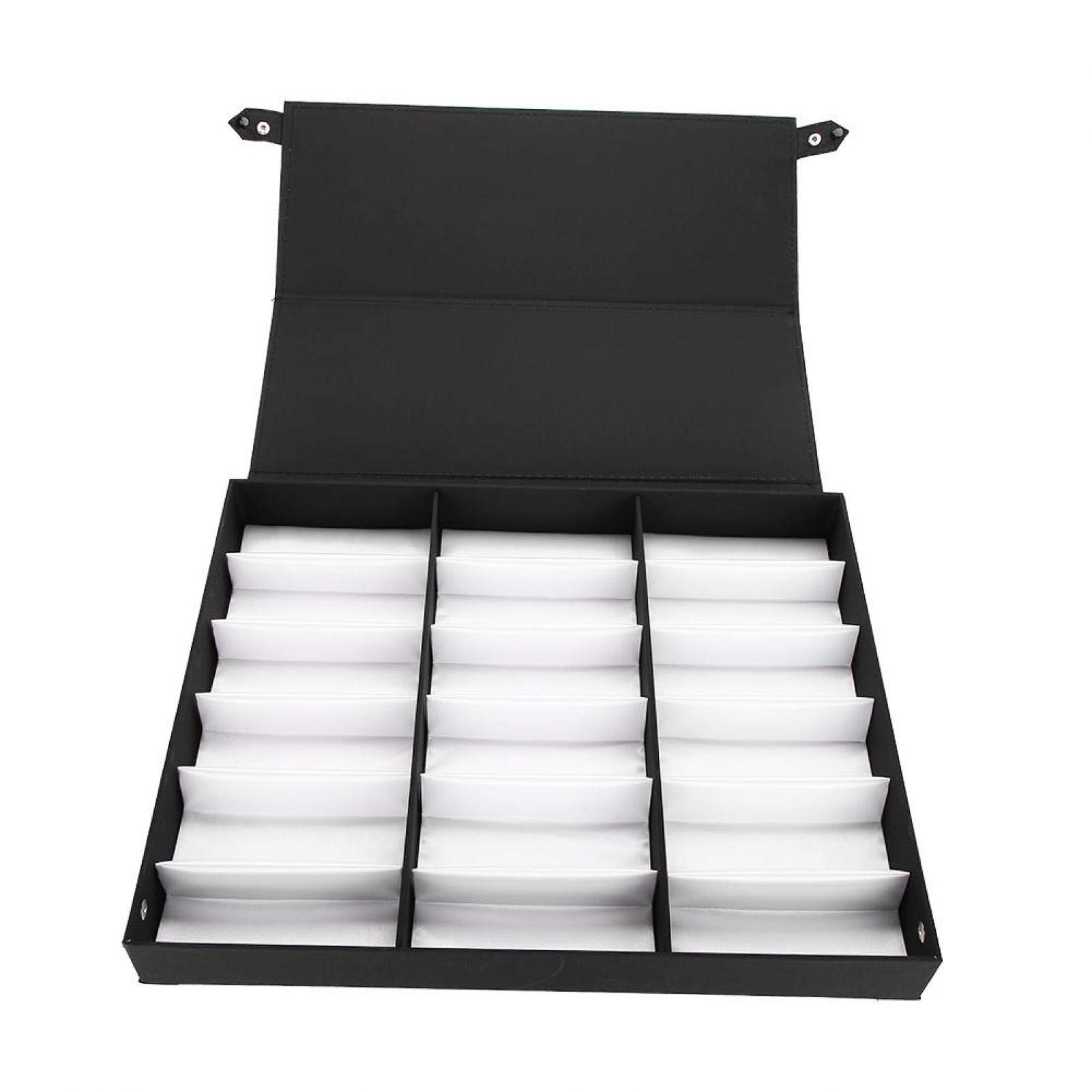 lyrlody Scatola Portaoggetti per Occhiali, 18 Scomparti, Espositore per Occhiali da Sole, Organizer Nero, 47,5 x 37,5 x 6 cm