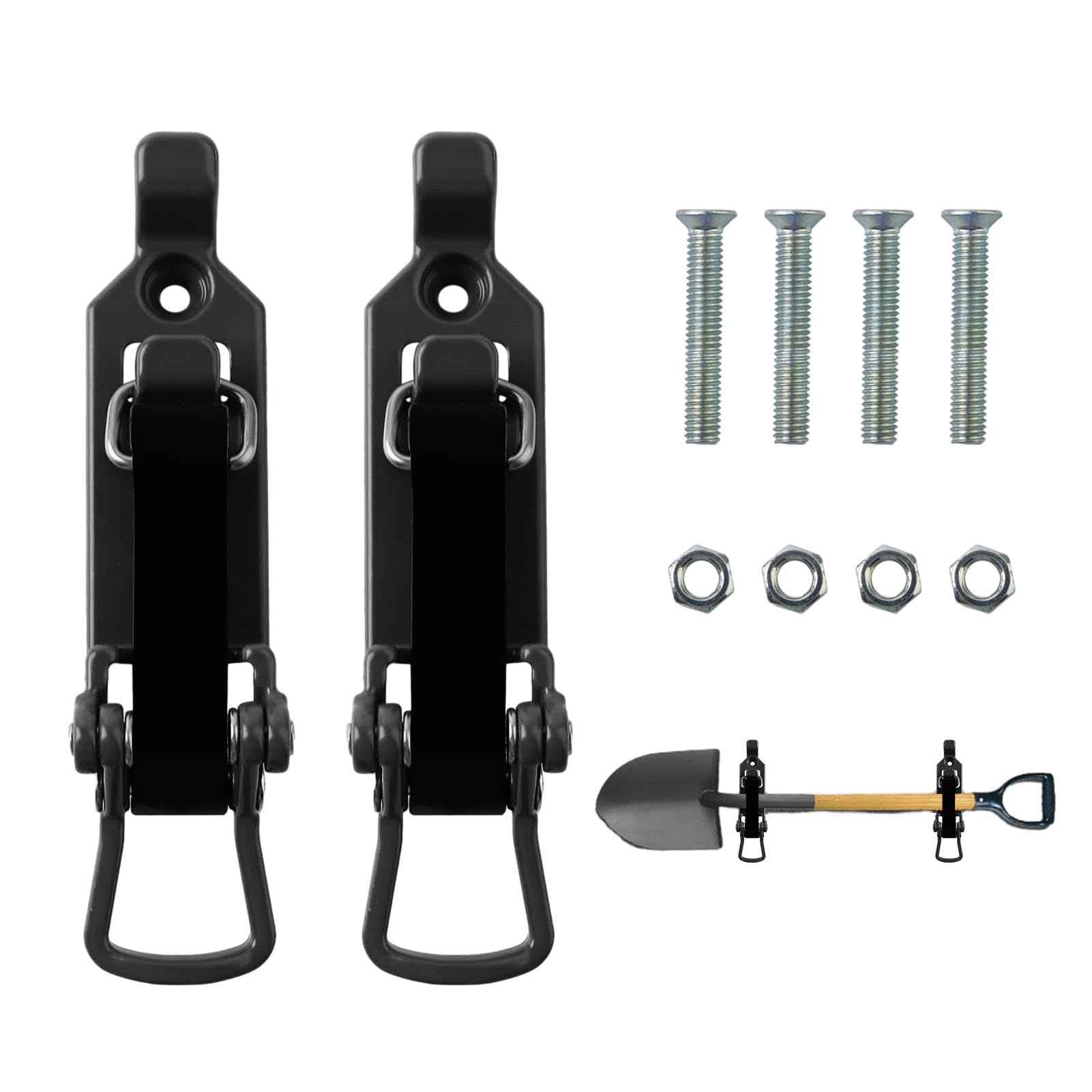 Supporto per pala per portapacchi - Morsetto porta pala Staffe per montaggio a parete Porta ascia - Kit di montaggio per supporto per pala, robusto e salvaspazio, a sgancio rapido, multiuso